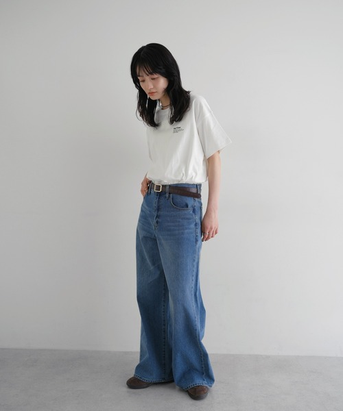 andme(アンドミー)の「汗染み防止ワンポイントロゴ刺繍Tシャツ(Tシャツ/カットソー・レディース・スミクロ/キナリ/オフホワイト・S/M)」の10枚目の写真