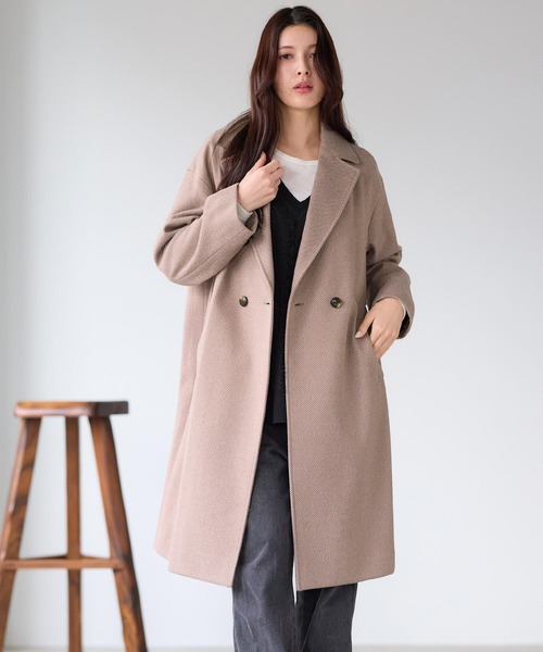 Filomo（フィローモ）の「[Filomo]チェスターコート ウールタッチ（チェスターコート・レディース・ブラック系/モカ/ライトグレー/ブラウン系/ブラック/サックスブルー/アイボリー・L/M）」の7枚目の写真