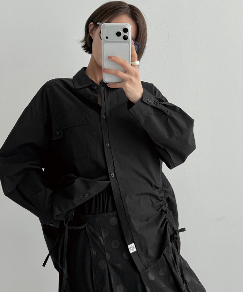 THE GREEN LAB（ザグリーンラボ）の「サイドシャーリングオーバーサイズシャツ[ブラック]（シャツ/ブラウス・レディース・その他・FREE）」の16枚目の写真
