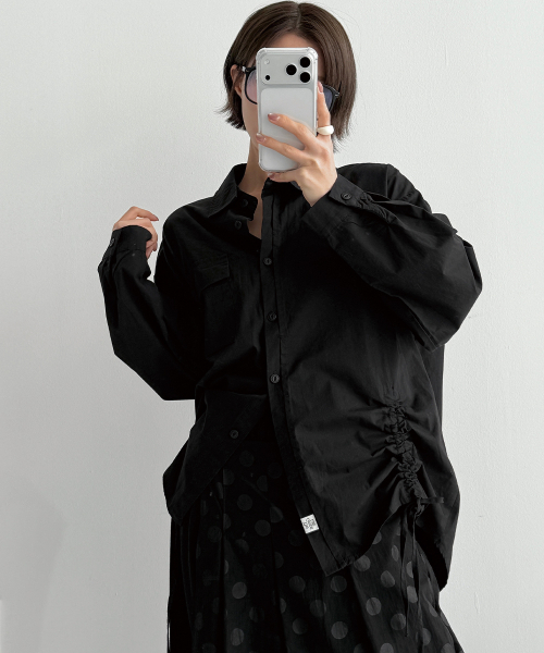 THE GREEN LAB（ザグリーンラボ）の「サイドシャーリングオーバーサイズシャツ[ブラック]（シャツ/ブラウス・レディース・その他・FREE）」の17枚目の写真