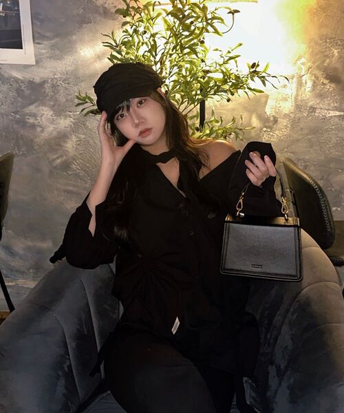 THE GREEN LAB（ザグリーンラボ）の「サイドシャーリングオーバーサイズシャツ[ブラック]（シャツ/ブラウス・レディース・その他・FREE）」の4枚目の写真