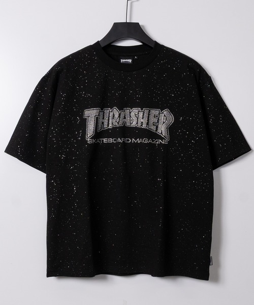 THRASHER(スラッシャー)の「【at】〔THRASHER/スラッシャー〕ラメ総柄 ラインストーンロゴ 半袖Tシャツ シュート丈展開有り(Tシャツ/カットソー・メンズ・ブラック/ホワイト/ピンク・FREE/MEDIUM/LARGE)」の12枚目の写真