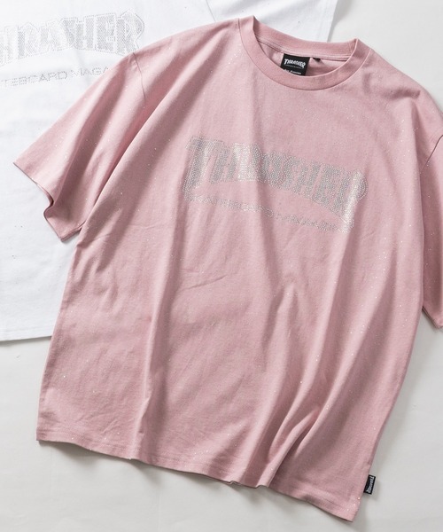 THRASHER(スラッシャー)の「【at】〔THRASHER/スラッシャー〕ラメ総柄 ラインストーンロゴ 半袖Tシャツ シュート丈展開有り(Tシャツ/カットソー・メンズ・ブラック/ホワイト/ピンク・FREE/MEDIUM/LARGE)」の19枚目の写真