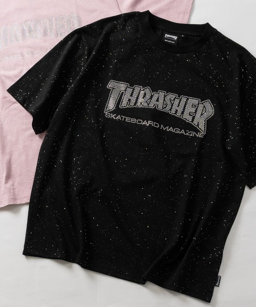 THRASHER(スラッシャー)の「【at】〔THRASHER/スラッシャー〕ラメ総柄 ラインストーンロゴ 半袖Tシャツ シュート丈展開有り(Tシャツ/カットソー・メンズ・ブラック/ホワイト/ピンク・FREE/MEDIUM/LARGE)」の18枚目の写真