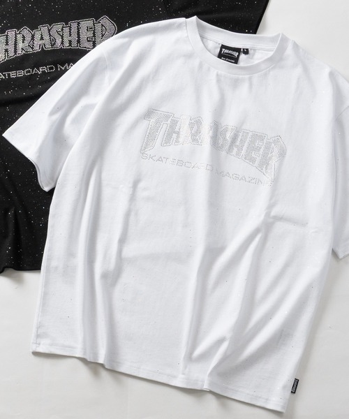 THRASHER(スラッシャー)の「【at】〔THRASHER/スラッシャー〕ラメ総柄 ラインストーンロゴ 半袖Tシャツ シュート丈展開有り(Tシャツ/カットソー・メンズ・ブラック/ホワイト/ピンク・FREE/MEDIUM/LARGE)」の17枚目の写真