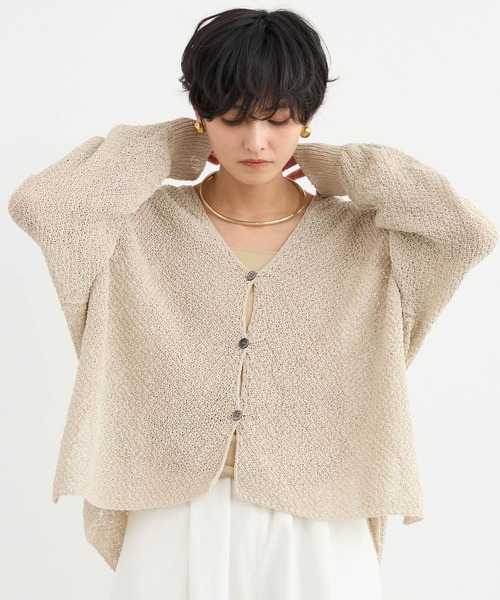 BARNYARDSTORM(バンヤードストーム)の「BARNYARDSTORM / ペーパーリラックスカーディガン【『ネルソンさん』YouTubeご紹介アイテム】(カーディガン/ボレロ・レディース・ベージュ/モカ/ホワイト/ブラック/レモンイエロー・FREE)」の5枚目の写真