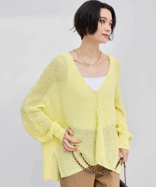 BARNYARDSTORM(バンヤードストーム)の「BARNYARDSTORM / ペーパーリラックスカーディガン【『ネルソンさん』YouTubeご紹介アイテム】(カーディガン/ボレロ・レディース・ベージュ/モカ/ホワイト/ブラック/レモンイエロー・FREE)」の1枚目の写真