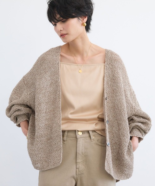 BARNYARDSTORM(バンヤードストーム)の「BARNYARDSTORM / ペーパーリラックスカーディガン【『ネルソンさん』YouTubeご紹介アイテム】(カーディガン/ボレロ・レディース・ベージュ/モカ/ホワイト/ブラック/レモンイエロー・FREE)」の4枚目の写真