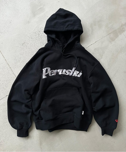 Perushu（ペルーシュ）の「Perushu embroidered logo sweat foodi／Perushu 刺繍ロゴスウェットフーディ（パーカー・メンズ・ボルドー/オートミール/ネイビー/ブラック・MEDIUM/LARGE）」の2枚目の写真