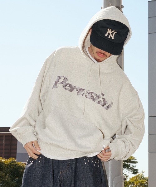 Perushu（ペルーシュ）の「Perushu embroidered logo sweat foodi／Perushu 刺繍ロゴスウェットフーディ（パーカー・メンズ・ボルドー/オートミール/ネイビー/ブラック・MEDIUM/LARGE）」の15枚目の写真