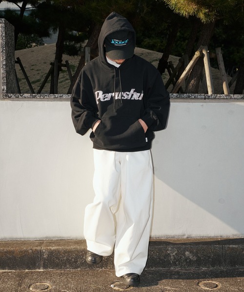 Perushu（ペルーシュ）の「Perushu embroidered logo sweat foodi／Perushu 刺繍ロゴスウェットフーディ（パーカー・メンズ・ボルドー/オートミール/ネイビー/ブラック・MEDIUM/LARGE）」の11枚目の写真