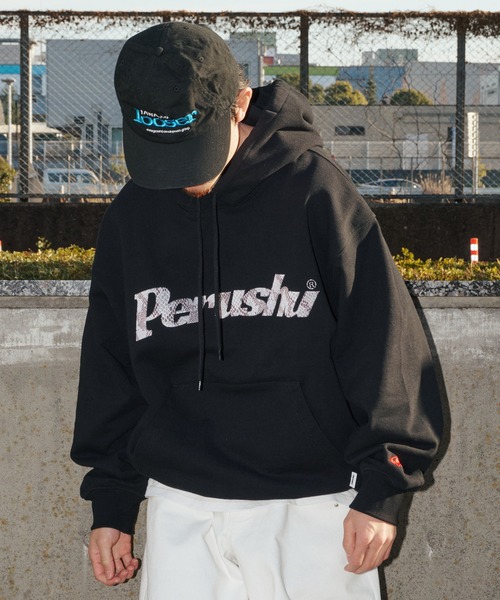 Perushu（ペルーシュ）の「Perushu embroidered logo sweat foodi／Perushu 刺繍ロゴスウェットフーディ（パーカー・メンズ・ボルドー/オートミール/ネイビー/ブラック・MEDIUM/LARGE）」の8枚目の写真