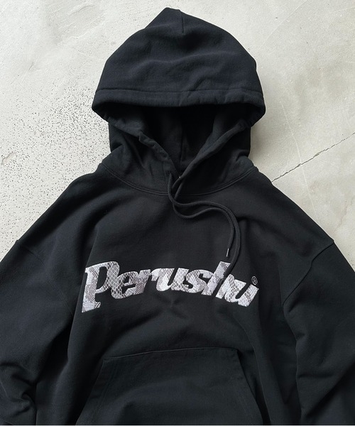 Perushu（ペルーシュ）の「Perushu embroidered logo sweat foodi／Perushu 刺繍ロゴスウェットフーディ（パーカー・メンズ・ボルドー/オートミール/ネイビー/ブラック・MEDIUM/LARGE）」の13枚目の写真