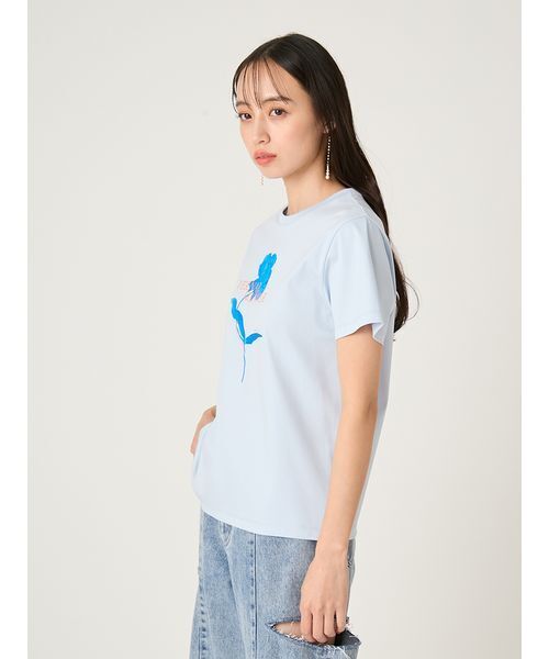 FRAY I.D(フレイアイディー)の「コンパクトフラワープリントTシャツ(Tシャツ/カットソー・レディース・イエロー/ホワイト/ライトブルー・F)」の7枚目の写真