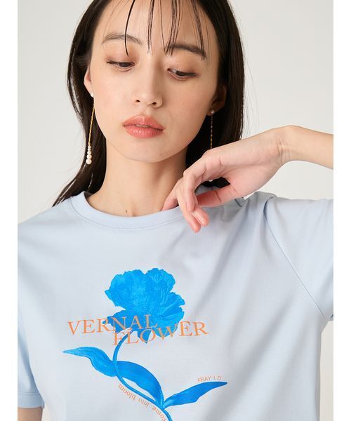 FRAY I.D(フレイアイディー)の「コンパクトフラワープリントTシャツ(Tシャツ/カットソー・レディース・イエロー/ホワイト/ライトブルー・F)」の9枚目の写真