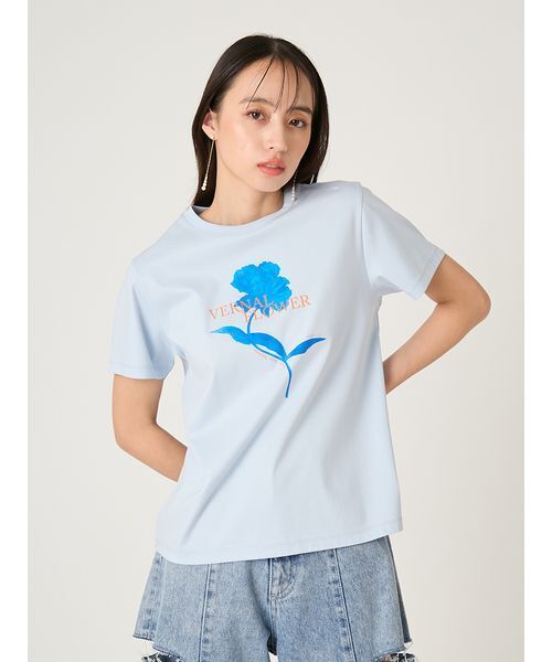 FRAY I.D(フレイアイディー)の「コンパクトフラワープリントTシャツ(Tシャツ/カットソー・レディース・イエロー/ホワイト/ライトブルー・F)」の13枚目の写真