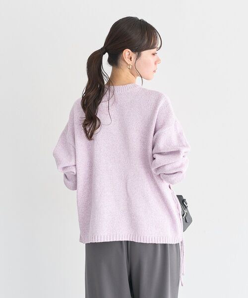 earth music&ecology(アースミュージックアンドエコロジー)の「サイドリボンカシュクールニット(ニット/セーター・レディース・サックスブルー/ライラック/グレー・FREE)」の7枚目の写真