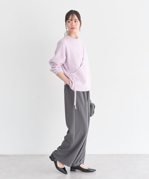 earth music&ecology(アースミュージックアンドエコロジー)の「サイドリボンカシュクールニット(ニット/セーター・レディース・サックスブルー/ライラック/グレー・FREE)」の9枚目の写真