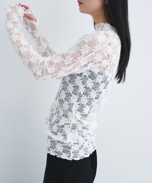 CODE A(コードエー)の「floral lace highneck tops(Tシャツ/カットソー・レディース・ピンク/ホワイト/ブラック・00)」の5枚目の写真