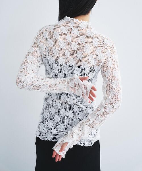 CODE A(コードエー)の「floral lace highneck tops(Tシャツ/カットソー・レディース・ピンク/ホワイト/ブラック・00)」の6枚目の写真