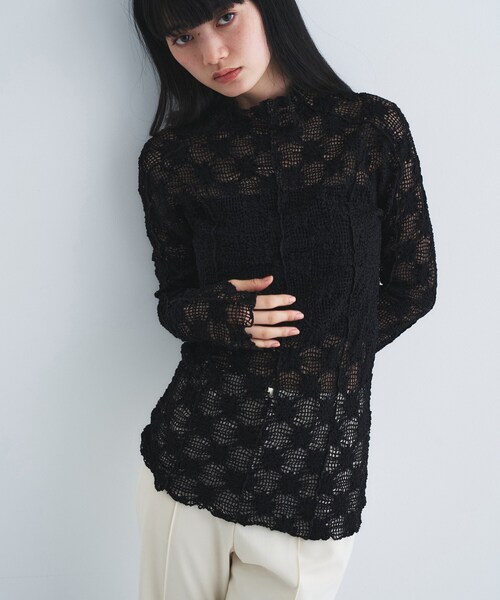 CODE A(コードエー)の「floral lace highneck tops(Tシャツ/カットソー・レディース・ピンク/ホワイト/ブラック・00)」の8枚目の写真