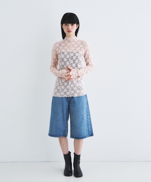 CODE A(コードエー)の「floral lace highneck tops(Tシャツ/カットソー・レディース・ピンク/ホワイト/ブラック・00)」の14枚目の写真