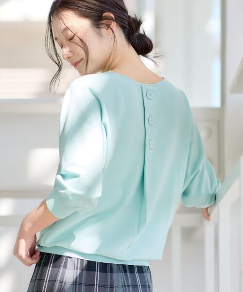 Dessin（デッサン）の「【洗える】後ろボタンニットプルオーバー七分袖（ニット/セーター・レディース・ネイビー/ライトグレー/グリーン系/オレンジ系・00/01/02/03）」の2枚目の写真