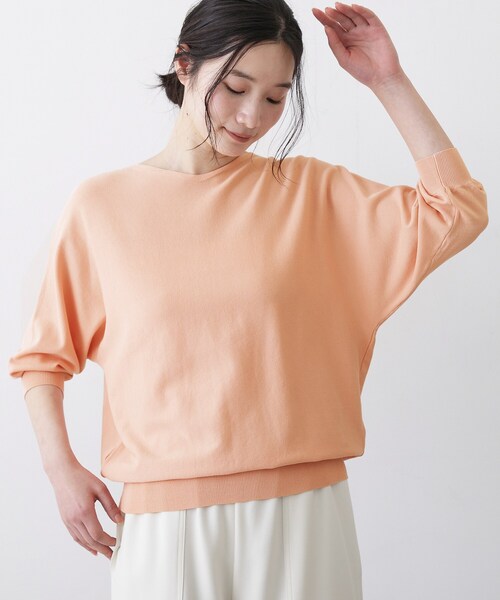 Dessin（デッサン）の「【洗える】後ろボタンニットプルオーバー七分袖（ニット/セーター・レディース・ネイビー/ライトグレー/グリーン系/オレンジ系・00/01/02/03）」の4枚目の写真