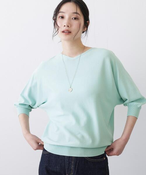 Dessin（デッサン）の「【洗える】後ろボタンニットプルオーバー七分袖（ニット/セーター・レディース・ネイビー/ライトグレー/グリーン系/オレンジ系・00/01/02/03）」の10枚目の写真