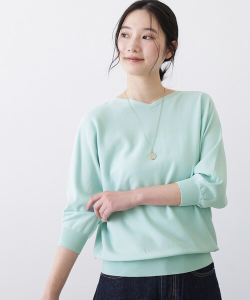 Dessin（デッサン）の「【洗える】後ろボタンニットプルオーバー七分袖（ニット/セーター・レディース・ネイビー/ライトグレー/グリーン系/オレンジ系・00/01/02/03）」の11枚目の写真