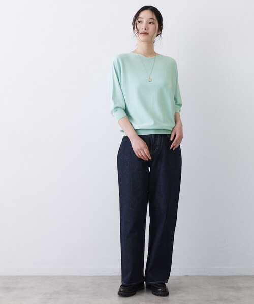 Dessin（デッサン）の「【洗える】後ろボタンニットプルオーバー七分袖（ニット/セーター・レディース・ネイビー/ライトグレー/グリーン系/オレンジ系・00/01/02/03）」の12枚目の写真