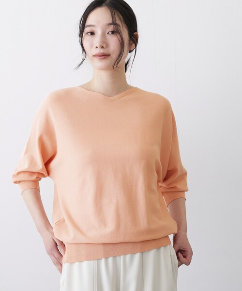 Dessin（デッサン）の「【洗える】後ろボタンニットプルオーバー七分袖（ニット/セーター・レディース・ネイビー/ライトグレー/グリーン系/オレンジ系・00/01/02/03）」の17枚目の写真