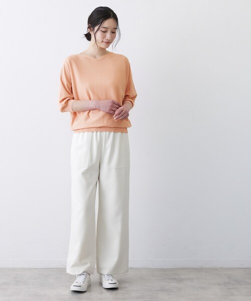 Dessin（デッサン）の「【洗える】後ろボタンニットプルオーバー七分袖（ニット/セーター・レディース・ネイビー/ライトグレー/グリーン系/オレンジ系・00/01/02/03）」の19枚目の写真