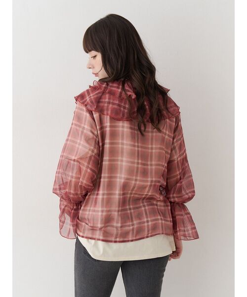 jouetie(ジュエティ)の「ラッフルフリルシアーシャツ(シャツ/ブラウス・レディース・グレー/ブラック/レッド・MEDIUM)」の6枚目の写真