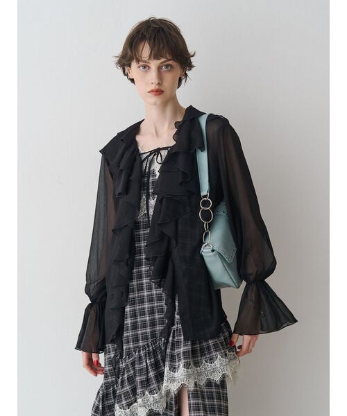jouetie(ジュエティ)の「ラッフルフリルシアーシャツ(シャツ/ブラウス・レディース・グレー/ブラック/レッド・MEDIUM)」の17枚目の写真
