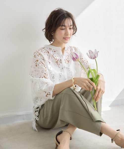 KATHARINE ROSS(キャサリンロス)の「【KATHARINE ROSS】マーガレット刺繍ドルマンブラウス(シャツ/ブラウス・レディース・ホワイト/ベージュ・FREE)」の5枚目の写真