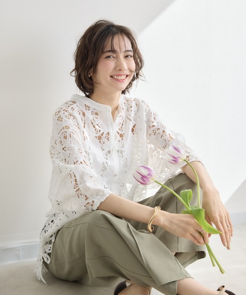 KATHARINE ROSS(キャサリンロス)の「【KATHARINE ROSS】マーガレット刺繍ドルマンブラウス(シャツ/ブラウス・レディース・ホワイト/ベージュ・FREE)」の7枚目の写真