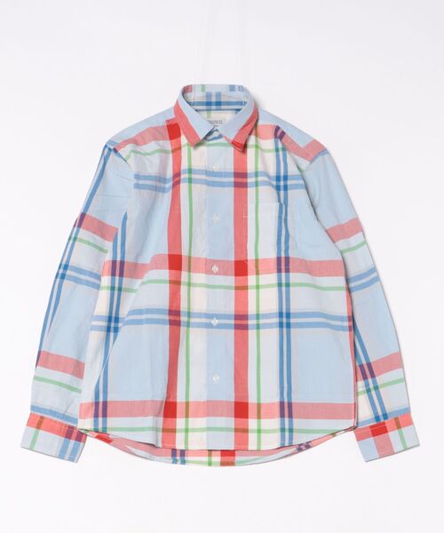 セール】/MMMM/マドラスチェックレギュラーカラー ロングスリーブ