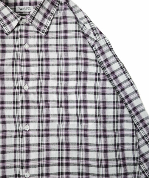 セール】/MMMM/マドラスチェックレギュラーカラー ロングスリーブ