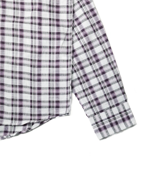 セール】/MMMM/マドラスチェックレギュラーカラー ロングスリーブ