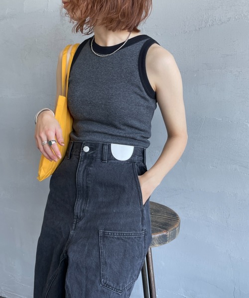 MILLER（ミラー）の「[MILLER/ミラー] 別注 配色 パネルリブ 2Pパック ノースリーブTシャツ（タンクトップ・レディース・ブラウン/サックスブルー/アイボリー/ボルドー・F）」の9枚目の写真