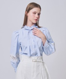 SWINGLE | フリルスタンドネック袖レースブラウス(シャツ/ブラウス)