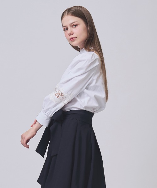 SWINGLE（スウィングル）の「フリルスタンドネック袖レースブラウス（シャツ/ブラウス・レディース・パープル系その他4/ネイビー/ホワイト系その他5・FREE）」の6枚目の写真