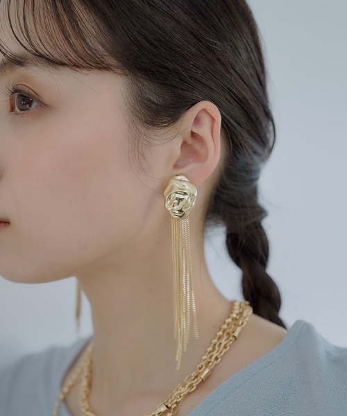 HARE（ハレ）の「チェーンデザインイヤリング(HARE)（イヤリング・レディース・ゴールド/シルバー・FREE）」の8枚目の写真