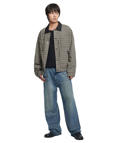NOMANUAL(NOMANUAL)の「CHECK TRUCKER JACKET - WASHED BLACK(デニムジャケット・レディース・その他・SMALL/MEDIUM/LARGE)」の3枚目の写真
