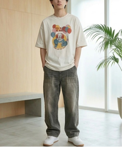 ALWAYS GOOD TIME(オルウェイズグッドタイム)の「【IT/イット】USD加工"ペニーワイズ"プリント半袖Tシャツ/Movie Tee/ユニセックス(Tシャツ/カットソー・メンズ・アイボリー/ホワイト系その他/スミクロ/ブラック系その他・LL/L/M)」の22枚目の写真