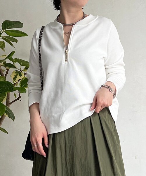 un dix cors（アンディコール）の「ジッププルオーバー（Tシャツ/カットソー・レディース・ブラック/オリーブ/オフホワイト/グレー・FREE）」の22枚目の写真
