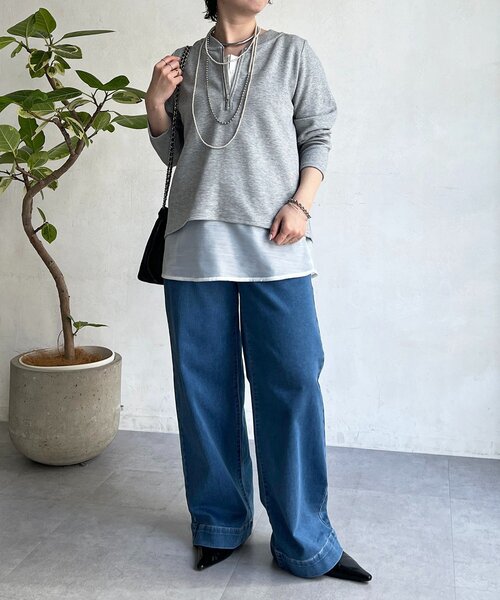 un dix cors（アンディコール）の「ジッププルオーバー（Tシャツ/カットソー・レディース・ブラック/オリーブ/オフホワイト/グレー・FREE）」の6枚目の写真