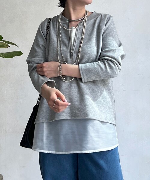 un dix cors（アンディコール）の「ジッププルオーバー（Tシャツ/カットソー・レディース・ブラック/オリーブ/オフホワイト/グレー・FREE）」の7枚目の写真
