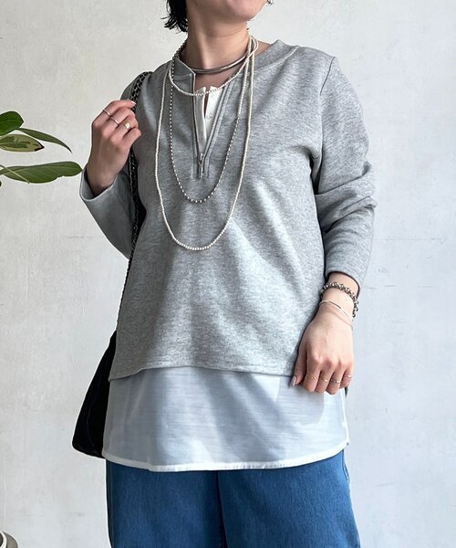 un dix cors（アンディコール）の「ジッププルオーバー（Tシャツ/カットソー・レディース・ブラック/オリーブ/オフホワイト/グレー・FREE）」の10枚目の写真